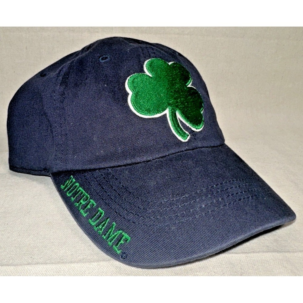 Notre Dame Shamrock Hat Cap Navy Blue Irish Clover Russell Adjustable NWOT